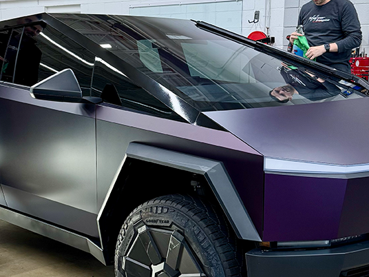 Installing a vehicle wrap to a cyber truck