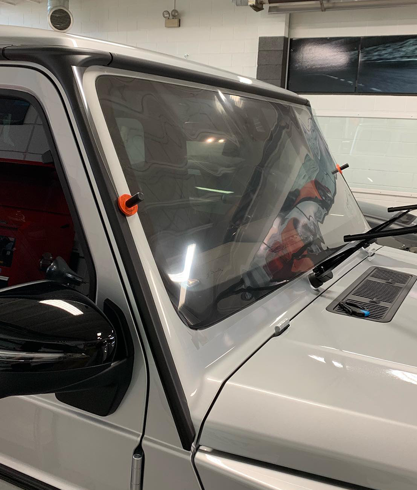 Windshield protection on a Jeep