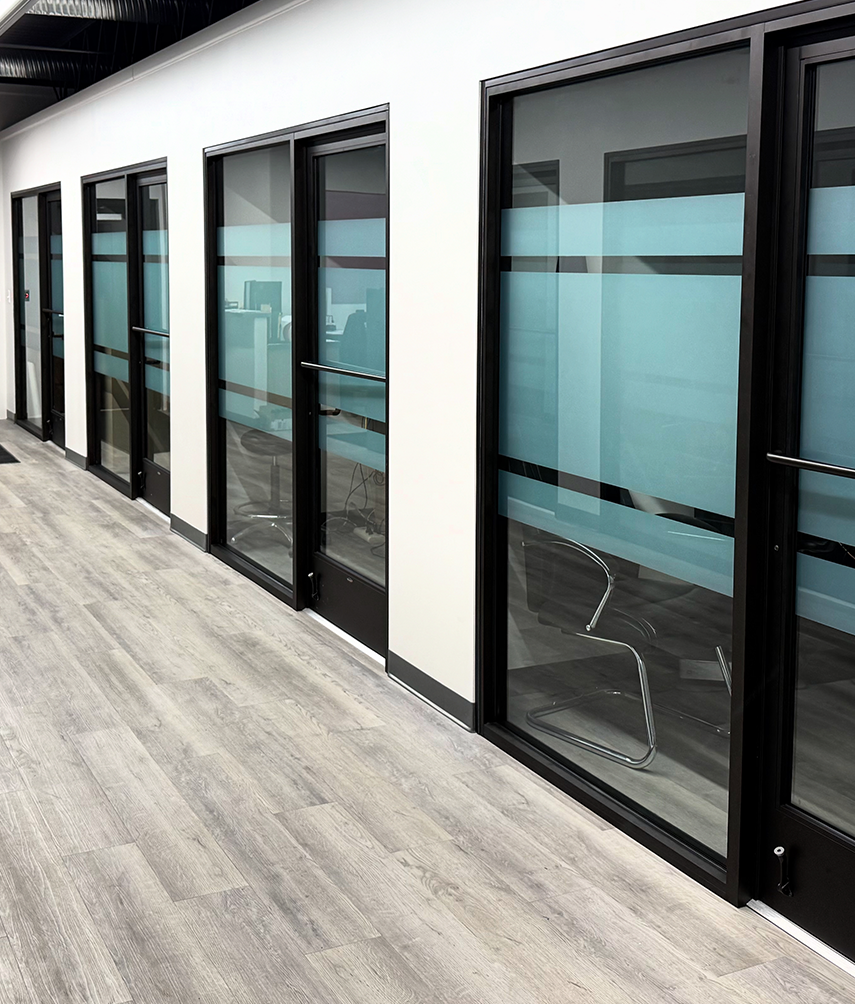 Applying window tint film to conference room windows